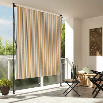 Rolgordijn voor buiten 200x270 cm stof en staal geel en wit 1