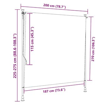 Rolgordijn voor buiten 200x270 cm stof en staal geel en wit 9