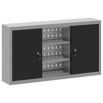 Gereedschapskast met plank Zwart en Grijs 50 x 20 x 55 cm 2