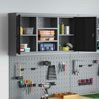 Gereedschapskast met plank Zwart en Grijs 50 x 20 x 55 cm 4