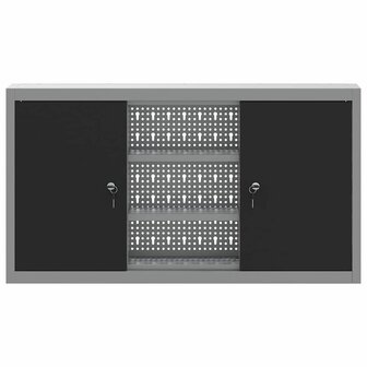 Gereedschapskast met plank Zwart en Grijs 50 x 20 x 55 cm 7