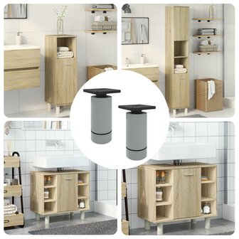 Meubelpoten Verstelbaar 2 pcs Wit 64 x 64 x 100 mm PP 1