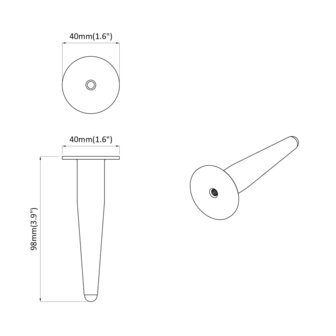 Meubelpoten 2 pcs Zwart en Goud &Oslash; 40 x 98 mm IJzer 9