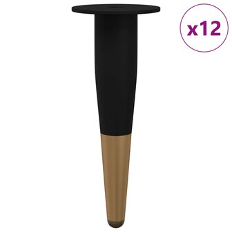 Meubelpoten 12 pcs Zwart en Goud &Oslash; 40 x 98 mm IJzer 2