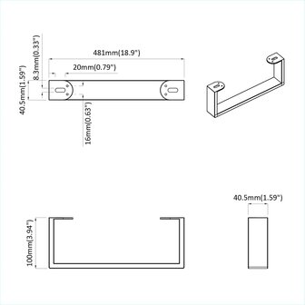 Meubelpoten 12 pcs Zwart 481 x 40,5 x 100 mm IJzer 9