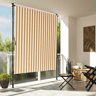 Rolgordijn voor buiten 200x270 cm stof en staal oranje en wit 1