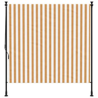 Rolgordijn voor buiten 200x270 cm stof en staal oranje en wit 3