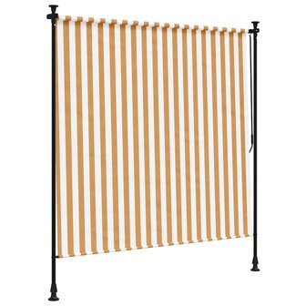 Rolgordijn voor buiten 200x270 cm stof en staal oranje en wit 5
