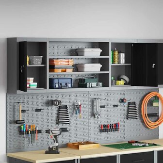 Gereedschapskast met plank Zwart en Grijs 50 x 20 x 55 cm 4