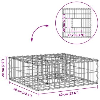 Gabion Verhoogd Bed Zilver 60 x 60 x 20 cm Gegalvaniseerd staal 7