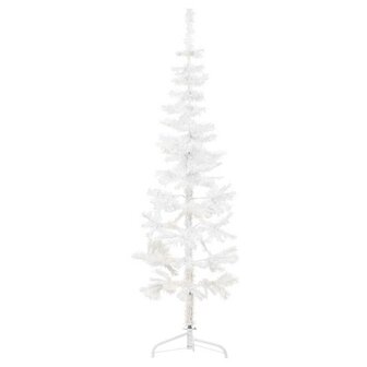 Kunstkerstboom half met standaard smal 180 cm wit 1