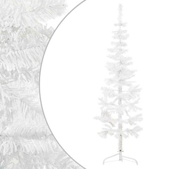 Kunstkerstboom half met standaard smal 180 cm wit 3