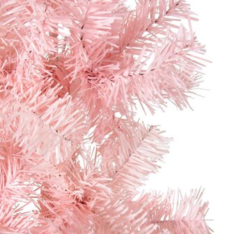 Kunstkerstboom half met standaard smal 210 cm roze 5