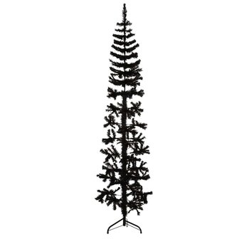 Kunstkerstboom half met standaard smal 180 cm zwart 1