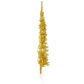 Kunstkerstboom half met standaard smal 180 cm goudkleurig 4