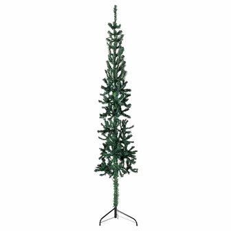 Kunstkerstboom half met standaard smal 210 cm groen 1