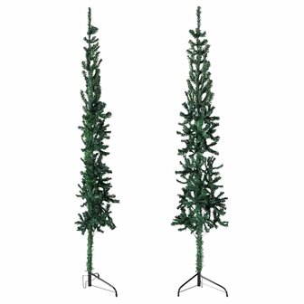 Kunstkerstboom half met standaard smal 240 cm groen 4