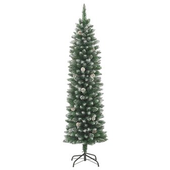 Kunstkerstboom smal met standaard 210 cm PVC 2
