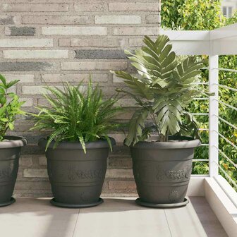 Ronde Bloempot 6 pcs Zwart &Oslash; 26 x 21.5 cm Kunststof 1
