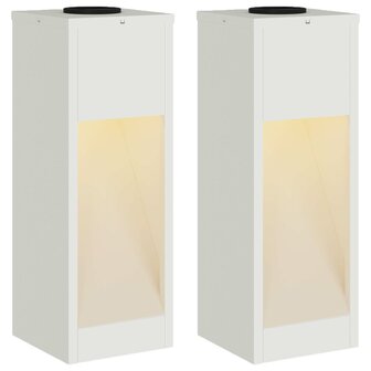 Zonne LED Padverlichting 2 pcs Wit Koudgewalst staal 2