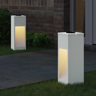 Zonne LED Padverlichting 2 pcs Wit Koudgewalst staal 3