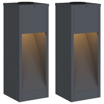 Zonne LED Padverlichting 2 pcs Antraciet Koudgewalst staal 2