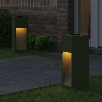 Zonne LED Padverlichting 2 pcs Olijf Groen Koudgewalst staal 3