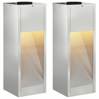 Zonne LED Padverlichting 2 pcs Zilver Gegalvaniseerd 2