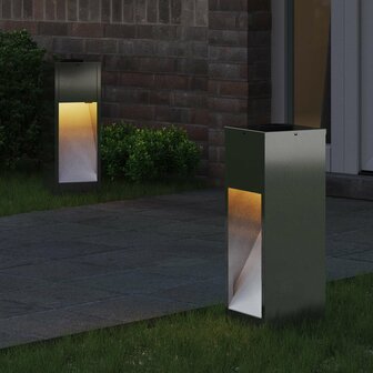 Zonne LED Padverlichting 2 pcs Zilver Gegalvaniseerd 3