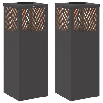 Solar LED Padverlichting 2 pcs Zwart Koudgewalst staal 2