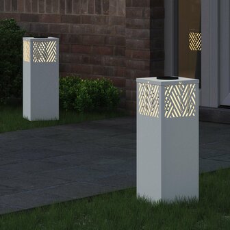 Solar LED Padverlichting 2 pcs Wit Koudgewalst staal 3