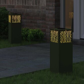 Solar LED Padverlichting 2 pcs Olijf Groen Koudgewalst staal 3