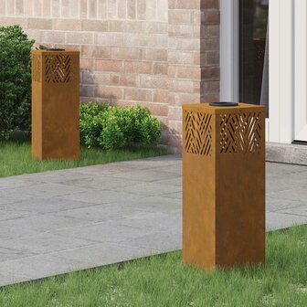 Solar LED Padverlichting 2 pcs Brons Cortenstaal 1