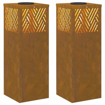 Solar LED Padverlichting 2 pcs Brons Cortenstaal 2