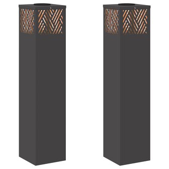 Solar LED Padverlichting 2 pcs Zwart Koudgewalst staal 2