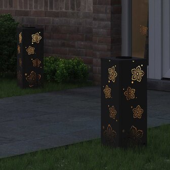 Solar LED Padverlichting 2 pcs Zwart Koudgewalst staal 3