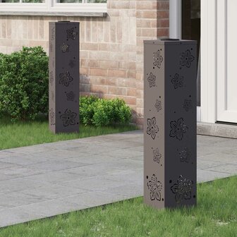 Solar LED Padverlichting 2 pcs Zwart Koudgewalst staal 1