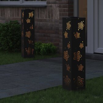 Solar LED Padverlichting 2 pcs Zwart Koudgewalst staal 3