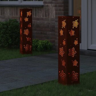Solar LED Padverlichting 2 pcs Roestig Cortenstaal 3