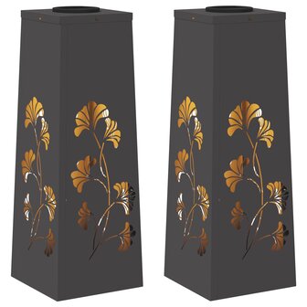 Solar LED Padverlichting 2 pcs Zwart Koudgewalst staal 2