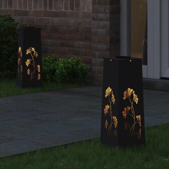 Solar LED Padverlichting 2 pcs Zwart Koudgewalst staal 3
