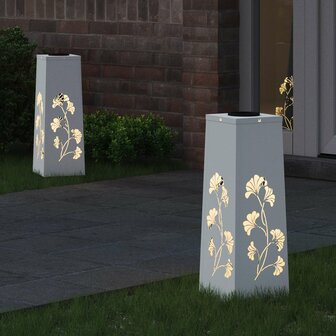 Solar LED Padverlichting 2 pcs Wit Koudgewalst staal 3