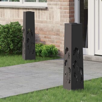 Solar LED Padverlichting 2 pcs Zwart Koudgewalst staal 1