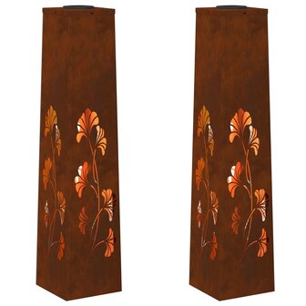 Solar LED Padverlichting 2 pcs Roestig Cortenstaal 2