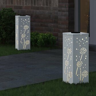Solar LED Padverlichting 2 pcs Wit Koudgewalst staal 3