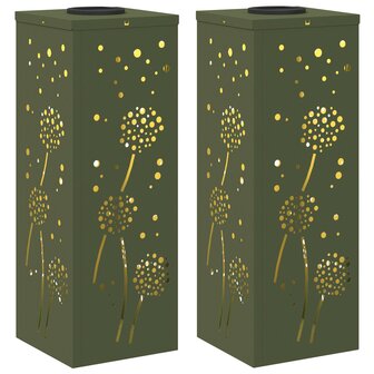 Solar LED Padverlichting 2 pcs Olijf Groen Koudgewalst staal 2