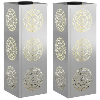 Solar LED Padverlichting 2 pcs Zilver Gegalvaniseerd staal 2