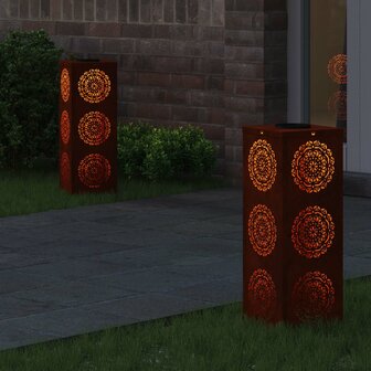 Solar LED Padverlichting 2 pcs Roestig Cortenstaal 3