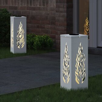 Solar LED Padverlichting 2 pcs Wit Koudgewalst staal 3