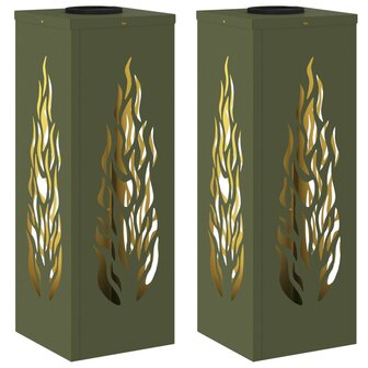 Solar LED Padverlichting 2 pcs Olijf Groen Koudgewalst staal 2